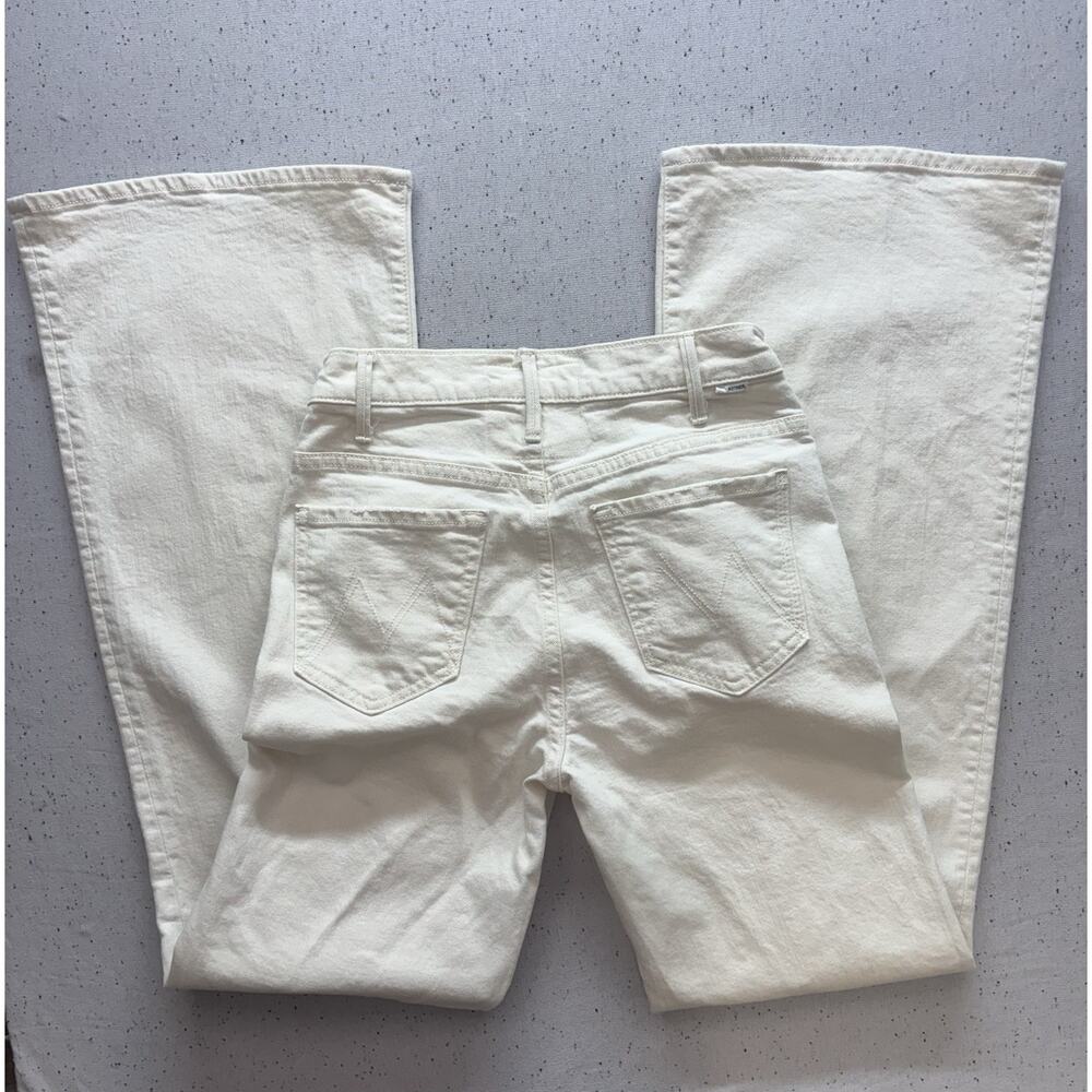 MOTHER Superior The Hustler Roller Heel Jeans Cream High Rise Wide Leg 27 - Picture 4 of 5
